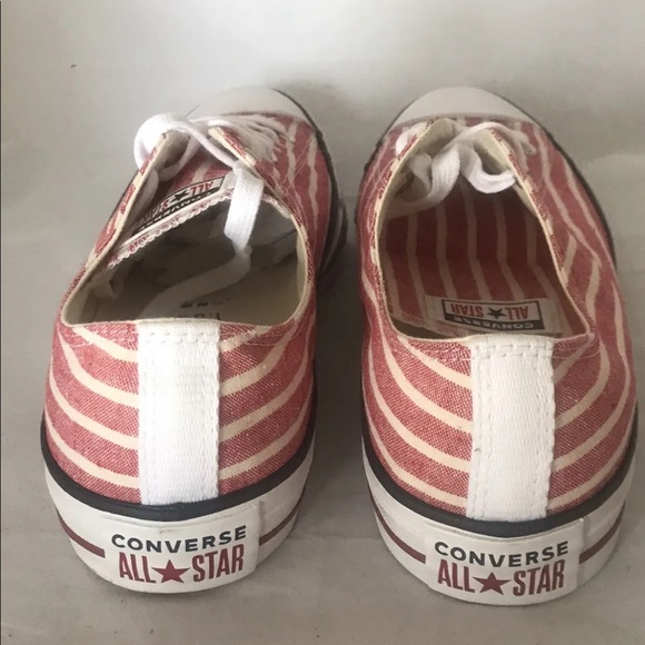 Converse Chuck Taylor Low Top Sneakers Red White Stripe Canvas M13 W15 - Picture 10 of 11